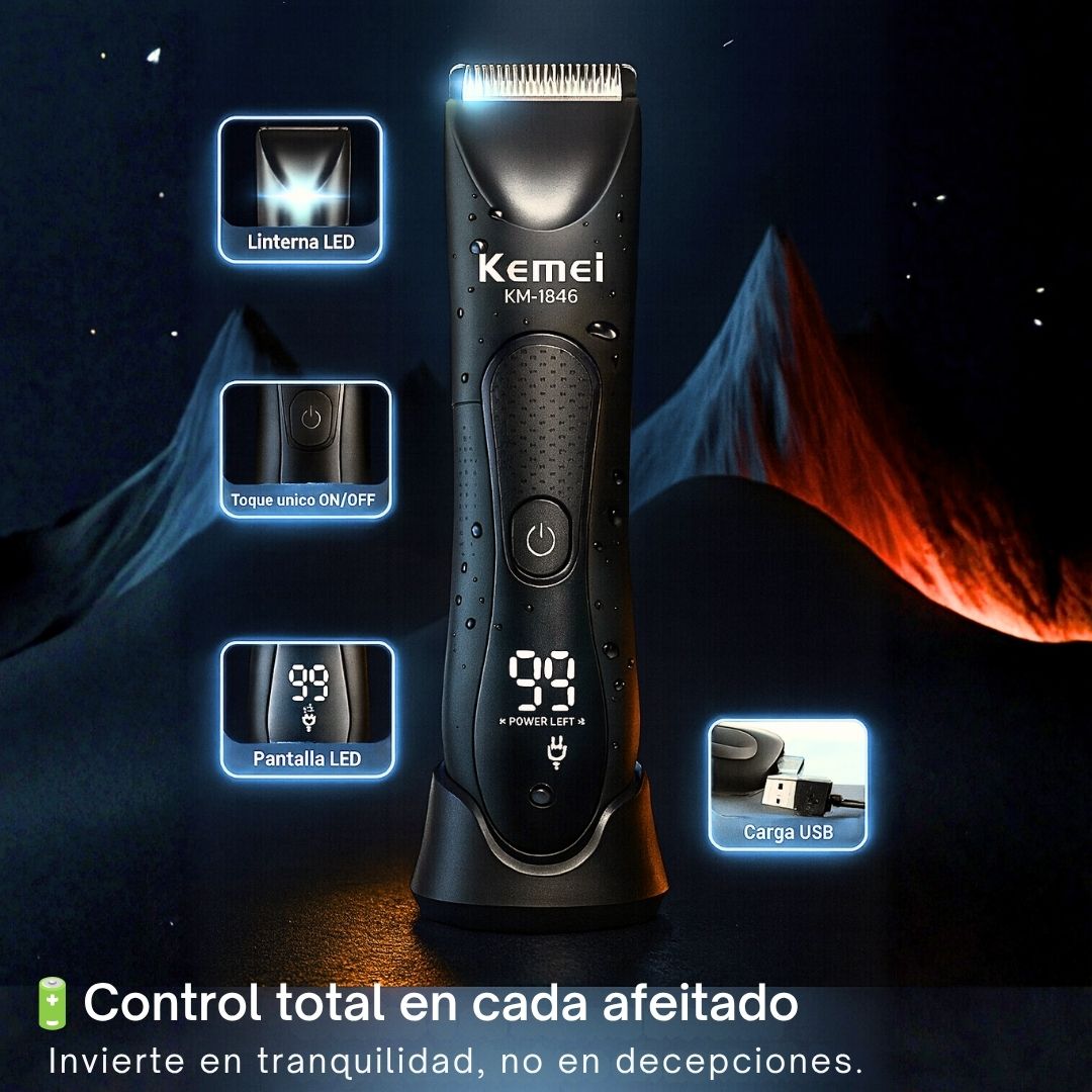 AFEITADORA MASCULINA INTIMA IMPERMEABLE - KEMEI®